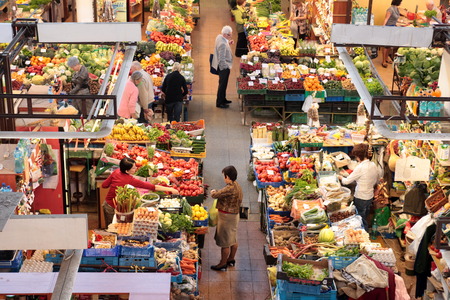 The market in the covered market in the old town of Wroclaw or Wroclaw in the west of Poland.のeditorial素材