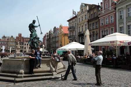 The Stray Rynek Square in the historic center of Poznan in the west of Poland.のeditorial素材