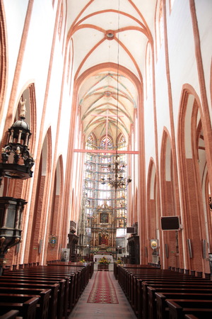 The interior of the cathedral in the city center of Wroclaw or Wroclaw in the west of Poland.のeditorial素材
