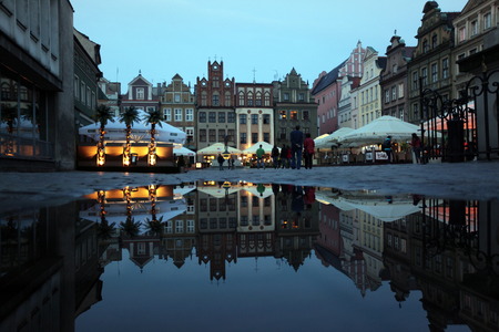 The Stray Rynek Square in the historic center of Poznan in the west of Poland.のeditorial素材