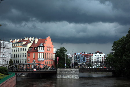 On the banks of the Oder River in the center of Wroclaw or Wroclaw in the west of Poland.のeditorial素材