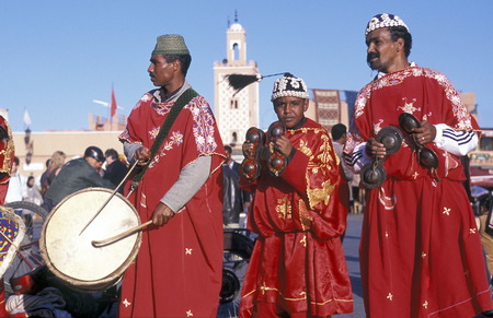 Traditional Music player at the Djemma del Fna Square in the old town of Marrakesh in Morocco in North Africa.
のeditorial素材