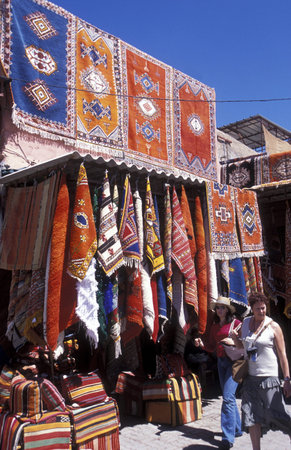 The Souq or Bazzar or Market in the old town of Marrakesh in Morocco in North Africa.のeditorial素材
