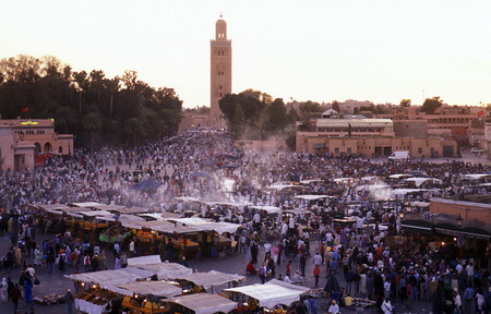 The Streetfood and Nightlife at the Djemma del Fna Square in the old town of Marrakesh in Morocco in North Africa.
のeditorial素材