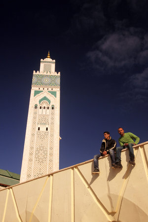 The Hassan 2 Mosque in the City of Casablanca in Morocco , North Africa.のeditorial素材