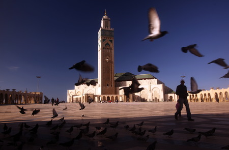 The Hassan 2 Mosque in the City of Casablanca in Morocco , North Africa.のeditorial素材
