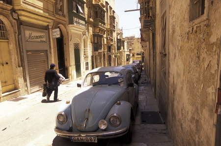A smal road in the centre of the Old Town of the city of Valletta on the Island of Malta in the Mediterranean Sea in Europe.
のeditorial素材