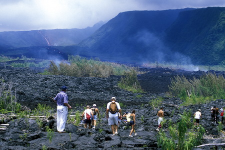 The Landscape allrond the Volcano  Piton de la Fournaise on the Island of La Reunion in the Indian Ocean in Africa.のeditorial素材