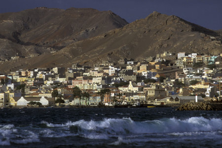the city of Mindelo on the Iceland of Sao Vicente Cape Verde on the Atlantic Ocean in in Africa.