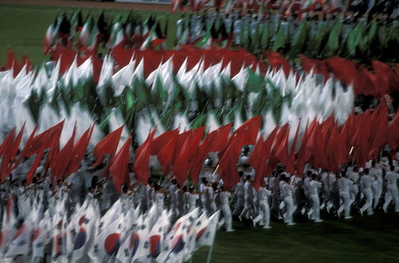 Lebanon soccer fans in the National Stadium in Beirut in Lebanon.のeditorial素材