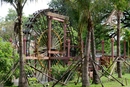 The old water mill in the City center of Siem Reap Wat Temples neat the Ankro in the west of Cambodia.のeditorial素材
