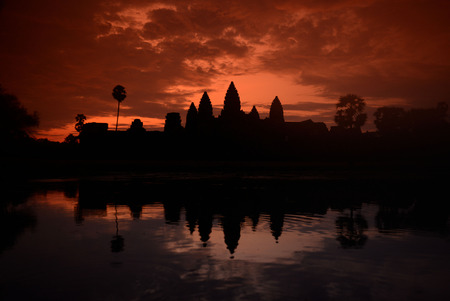 The Angkor Wat in the Temple City of Angkor near the City of Siem Riep in the west of Cambodia.のeditorial素材