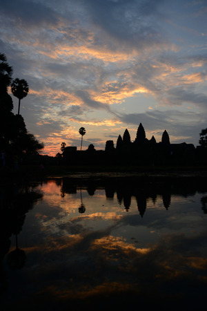 The Angkor Wat in the Temple City of Angkor near the City of Siem Riep in the west of Cambodia.のeditorial素材