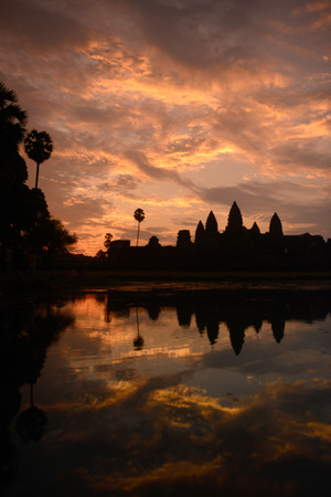 The Angkor Wat in the Temple City of Angkor near the City of Siem Riep in the west of Cambodia.のeditorial素材