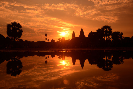 The Angkor Wat in the Temple City of Angkor near the City of Siem Riep in the west of Cambodia.のeditorial素材