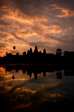The Angkor Wat in the Temple City of Angkor near the City of Siem Riep in the west of Cambodia.のeditorial素材