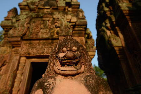 The Tempel Ruin of  Banteay Srei about 32 Km north of the Temple City of Angkor near the City of Siem Riep in the west of Cambodia.のeditorial素材