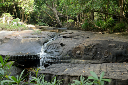 The Tempel Ruin of  Kbal Spean 50 Km northeast of in the Temple City of Angkor near the City of Siem Riep in the west of Cambodia.のeditorial素材