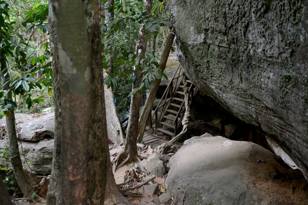 The Trail to the Tempel Ruin of  Kbal Spean 50 Km northeast of in the Temple City of Angkor near the City of Siem Riep in the west of Cambodia.のeditorial素材