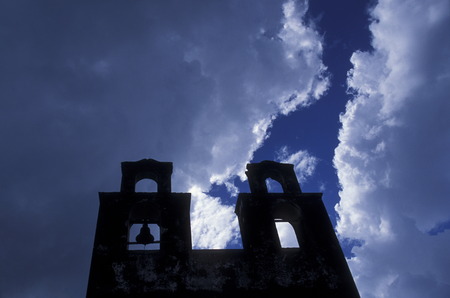 A small church in stormy weather at the Inca ruins of Coba in the province of Quintana Roo in Mexico.のeditorial素材