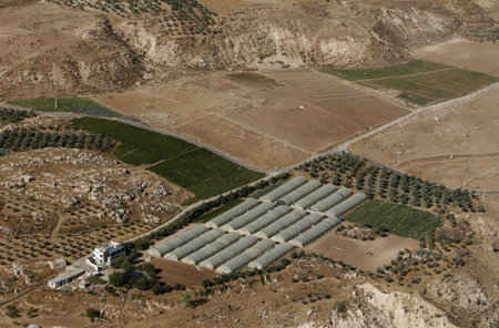 Agraculture near the Village of Karak in Jordan in the middle east.のeditorial素材