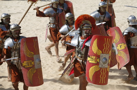 a Roman Shoe in the Hippodrome of Jerash in the north of Amann in Jordan in the middle east.のeditorial素材