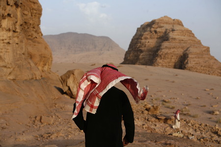 The Landscape of the Wadi Rum Desert in Jordan in the middle east.のeditorial素材