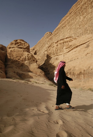 The Landscape of the Wadi Rum Desert in Jordan in the middle east.のeditorial素材