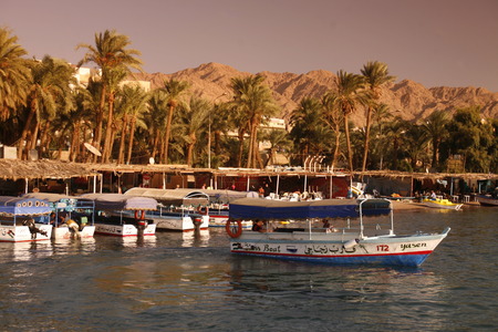 the Landscape allround the city of Aqaba on the red sea in Jordan in the middle east.のeditorial素材