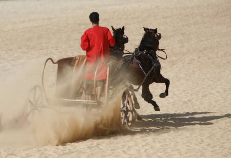 a Roman Shoe in the Hippodrome of Jerash in the north of Amann in Jordan in the middle east.のeditorial素材