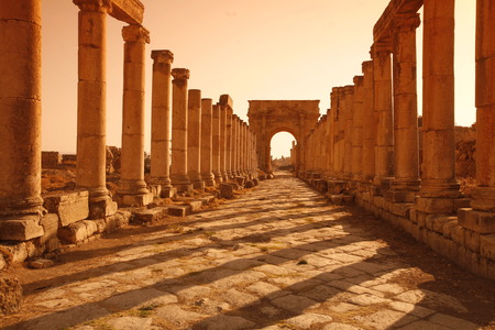the Roman Ruins of Jerash in the north of Amann in Jordan in the middle east.の写真素材