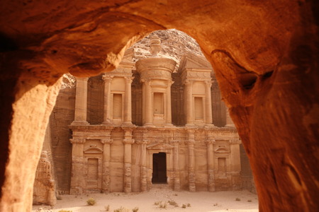 the Monastery  in the Temple city of Petra in Jordan in the middle east.の写真素材