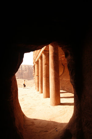 the Royal Tombs in the Temple city of Petra in Jordan in the middle east.の写真素材