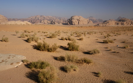 The Landscape of the Wadi Rum Desert in Jordan in the middle east.の写真素材