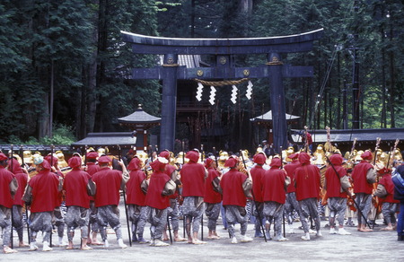 the historical festival in the Shrines of Nikko in the north of Tokyo in Japan in Asia,のeditorial素材