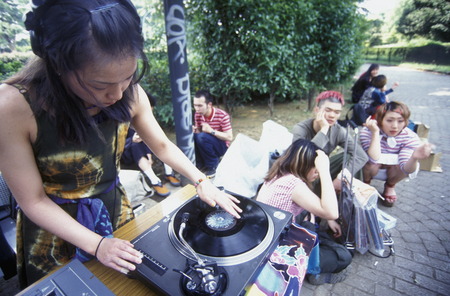 the revolucionary Rainbow Kids in a squre in the City center of Tokyo in Japan in Asia,のeditorial素材
