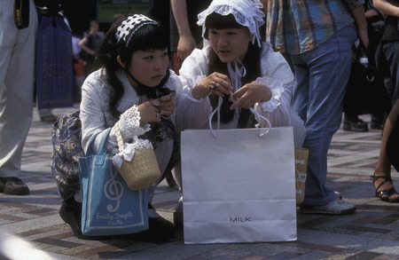 the revolucionary Rainbow Kids in a squre in the City center of Tokyo in Japan in Asia,のeditorial素材