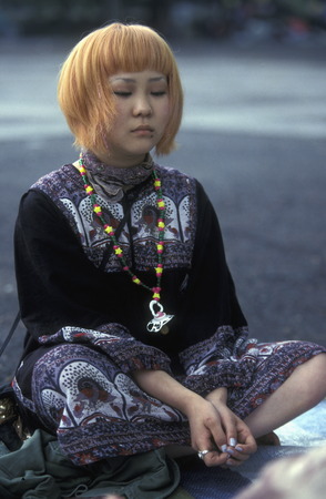 the revolucionary Rainbow Kids in a squre in the City center of Tokyo in Japan in Asia,のeditorial素材