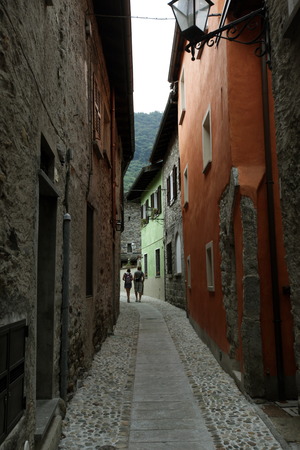 The old Town of Cannobio on the Lago Maggiore in Lombardia in the north Italy.のeditorial素材