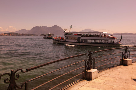 The isalnd of Isla Pescatori on the Lago Maggiore in Lombardia in the north Italy.のeditorial素材
