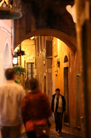 the Fishing Village of Orta on the Lake Orta in the Lombardia in north Italy.のeditorial素材