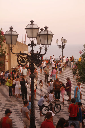 The old Town of  Taormina in Sicily in south Italy in Europe.のeditorial素材