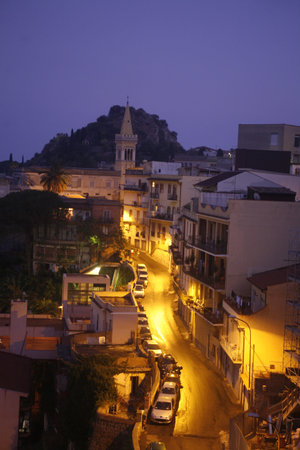 The old Town of  Taormina in Sicily in south Italy in Europe.のeditorial素材
