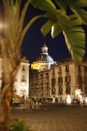 the city center in the old town of Catania in Sicily in south Italy in Europe.のeditorial素材