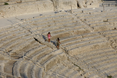 the theatro Greco near the town of Siracusa in Sicily in south Italy in Europe.のeditorial素材