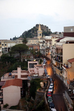 The old Town of Taormina in Sicily in south Italy in Europe.のeditorial素材