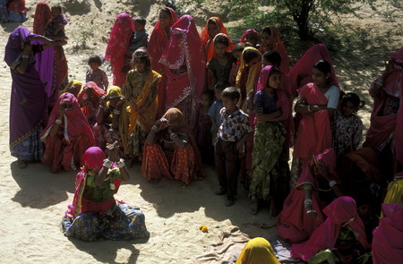 a women funural in the town of Jaisalmer in the province of Rajasthan in India.のeditorial素材