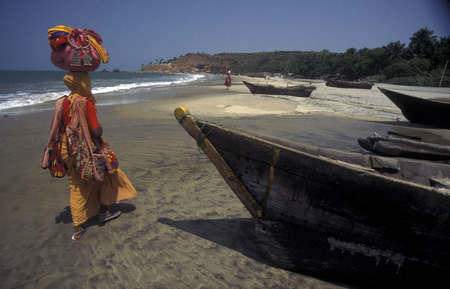 a Indian Saler at the beach of Colva in the Province Goa in India.のeditorial素材