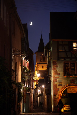 the olt town of the village of Riquewihr in the province of Alsace in France in Europeのeditorial素材
