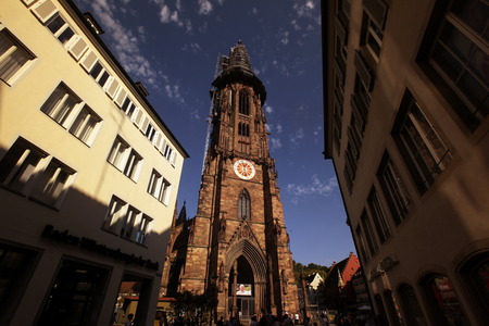 the muenster church in the old town of Freiburg im Breisgau in the Blackforest in the south of Germany in Europe.のeditorial素材
